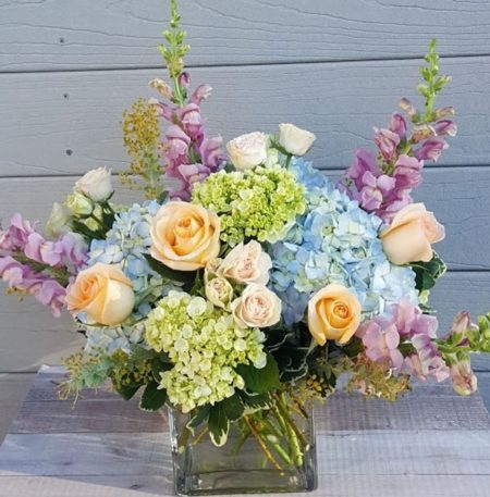Peach, lavender, and pink come together to form a beautiful pastel symphony.